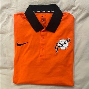 Nike Men’s Cooperstown Collection Orange Giants Polo Shirt with Black Collar